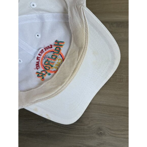 Hard Rock Cafe Hat Cap Mens White Strap Back Vintage 90s Las Vegas Made Taiwan - Picture 6 of 9
